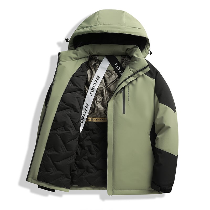 Couple'S Cotton-Padded Coat Graphene Self-Heating Cotton-Padded Coat Men'S Coat Cotton-Padded Coat Loose Collar Color Matching Thickened Overalls Cotton-Padded Coat - Image 3